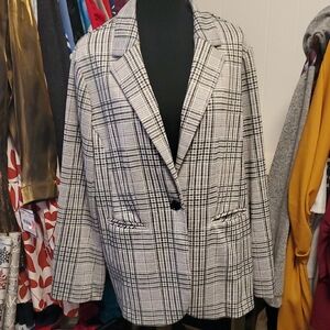 Cato Black and White Plaid Blazer